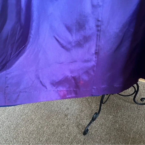 Vtg 80s Beautiful Blue 80% Wool Long Winter Coat/Duster Purple lining USA - Picture 9 of 16